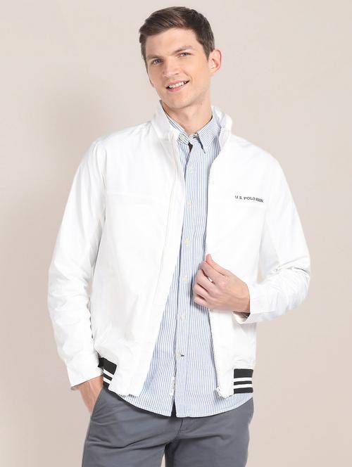 men solid mock collar bomber jacket - 20542368 - Very Small Image - 1