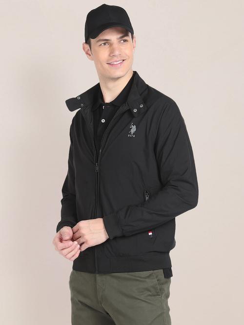men solid mock collar casual jacket - 20542396 - Very Small Image - 1