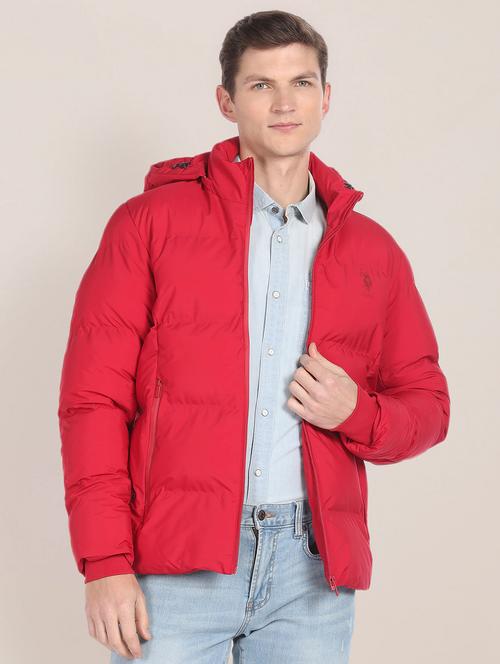 men solid hooded puffer jacket - 20542425 - Very Small Image - 1