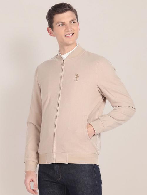 men solid henley collar casual jacket - 20542427 - Very Small Image - 1