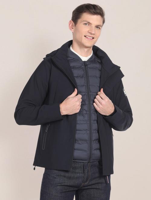 men solid hooded casual jacket - 20542435 - Very Small Image - 1