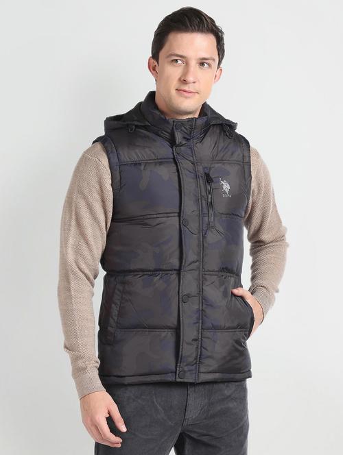 men printed hooded sleeveless puffer jacket - 20542462 - Very Small Image - 1