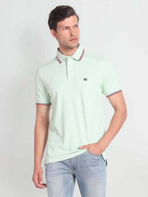 men sea green cotton polo t-shirt - 20542981 - Very Small Image - 1