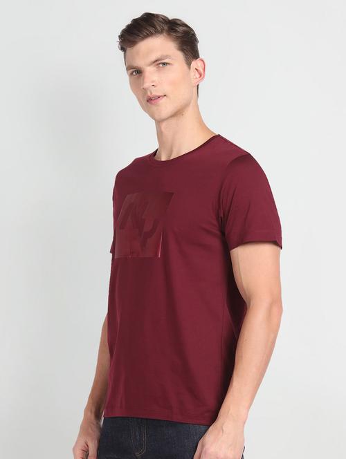 men maroon cotton regular t-shirt - 20543010 - Very Small Image - 1
