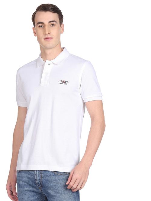 men white cotton solid polo t-shirt - 20543189 - Very Small Image - 1