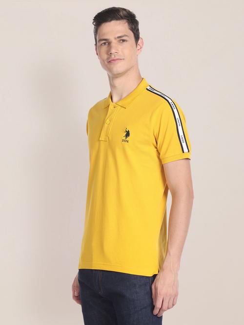 men yellow taped sleeve polo t-shirt - 20543334 - Very Small Image - 1