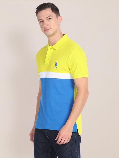 men front colourblocked polo t-shirt - 20543338 - Very Small Image - 1