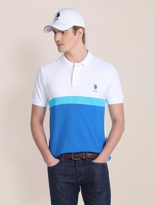 men front colourblocked polo t-shirt - 20543347 - Very Small Image - 1