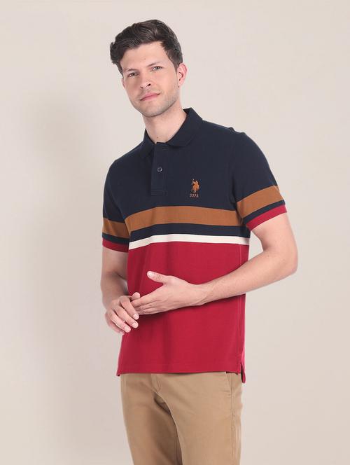 men color block polo t-shirt - 20543435 - Very Small Image - 1