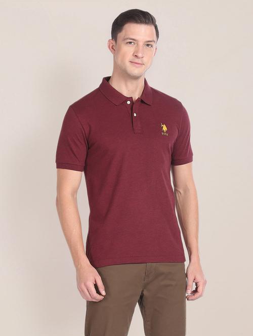 men maroon cotton polo t-shirt - 20543465 - Very Small Image - 1