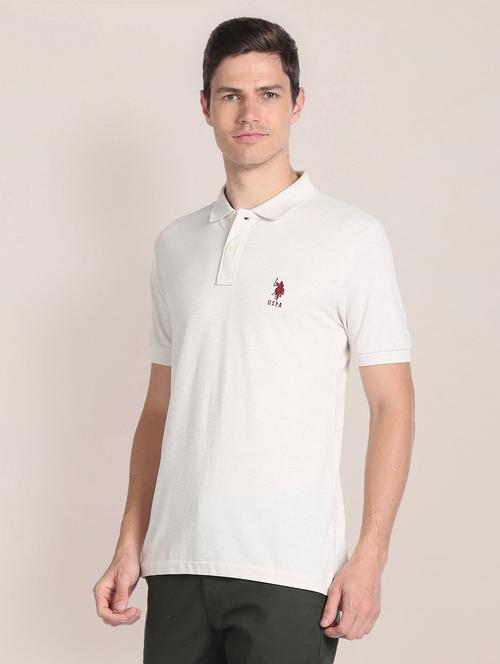 men off white cotton polo t-shirt - 20543466 - Very Small Image - 1