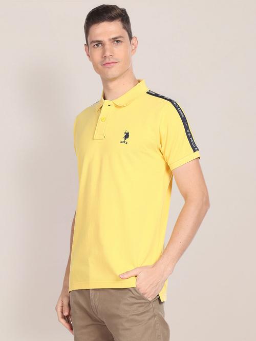 men yellow cotton regular polo t-shirt - 20543482 - Very Small Image - 1