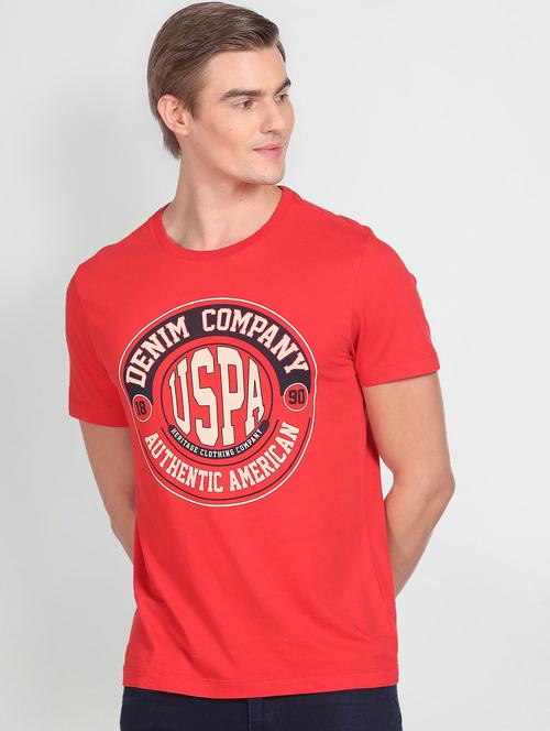 red cotton chest print tshirt - 20543678 - Very Small Image - 1