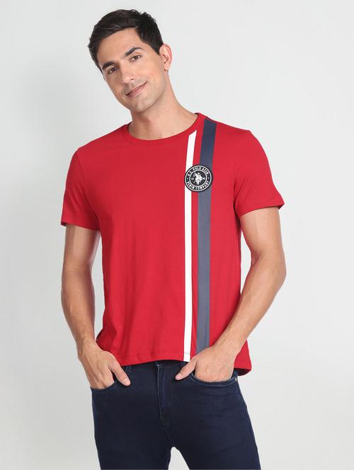 red cotton front print tshirt - 20543710 - Very Small Image - 1