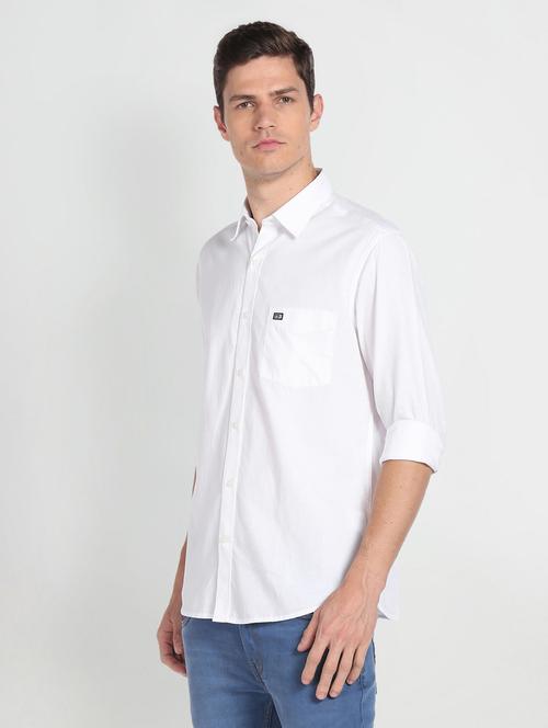 men white cotton casual shirt - 20543849 - Very Small Image - 1