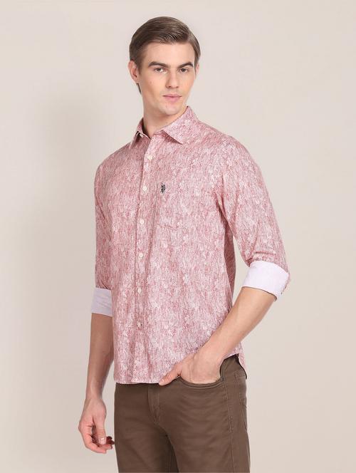 men red printed cotton casual shirt - 20544150 - Very Small Image - 1