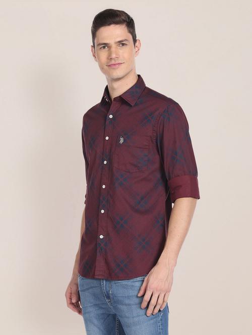 men checkered collared casual shirt - 20544165 - Very Small Image - 1