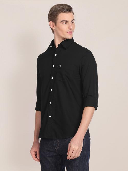 men black solid casual shirt - 20544218 - Very Small Image - 1