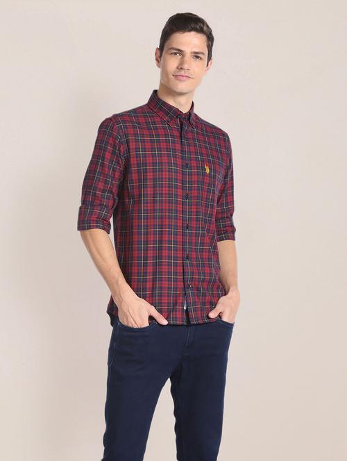 men checkered multi colored cotton casual slim fit shirt - 20544634 - Very Small Image - 1