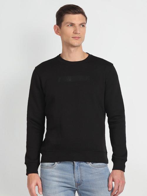 men typography printed black cotton regular sweatshirt - 20546416 - Very Small Image - 1