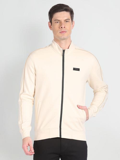 men beige cotton zipper closure sweatshirt - 20546429 - Very Small Image - 1