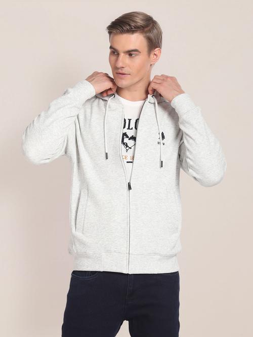 men logo print zipper hooded sweatshirt - 20546575 - Very Small Image - 1