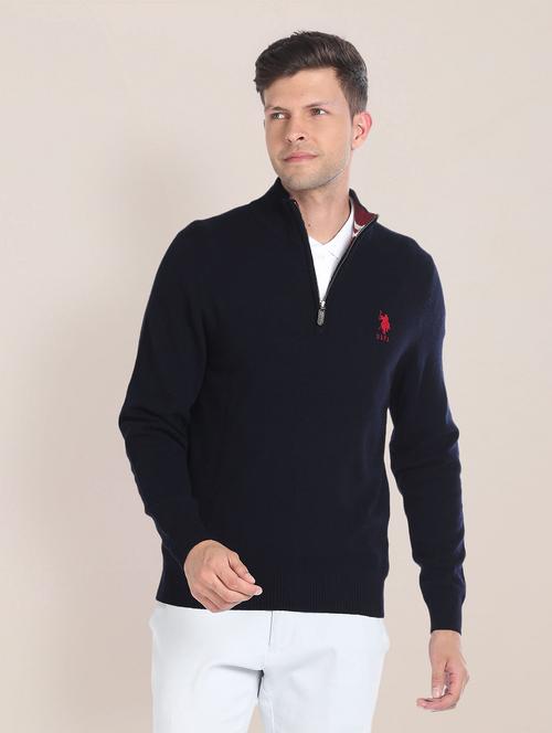 men logo print quarter zip pullover - 20546701 - Very Small Image - 1
