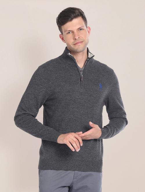 men logo print quarter zip pullover - 20546729 - Very Small Image - 1