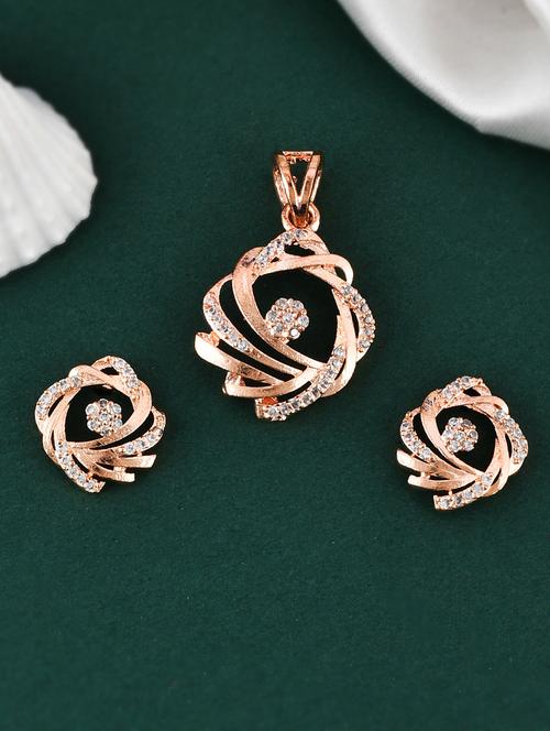 women gold plated stoned pendant chain set - 20547047 - Very Small Image - 1