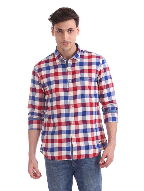 men checked casual collared shirt - 20547577 - Very Small Image - 1