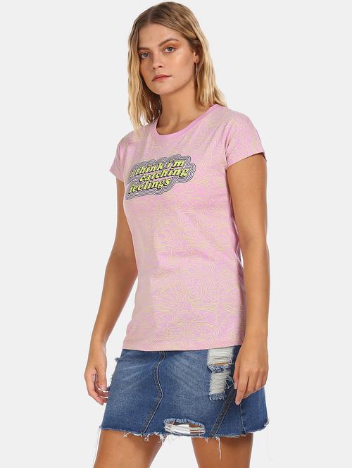 women's front print round neck t-shirt - 20547746 - Very Small Image - 1