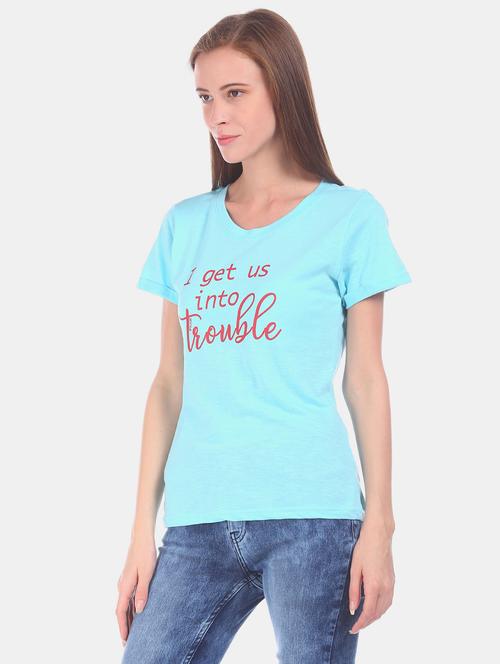 women's chest print crew neck t-shirt - 20547889 - Very Small Image - 1