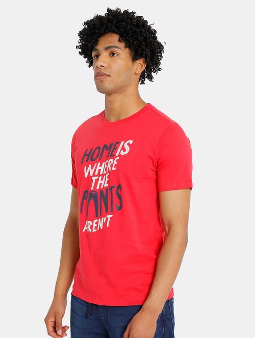 red cotton front print tshirt - 20548464 - Very Small Image - 1
