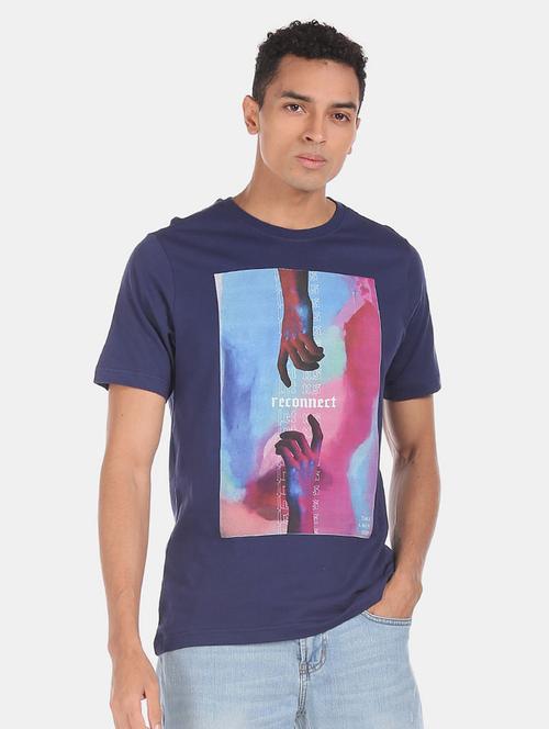 navy blue cotton regular t-shirt - 20548567 - Very Small Image - 1