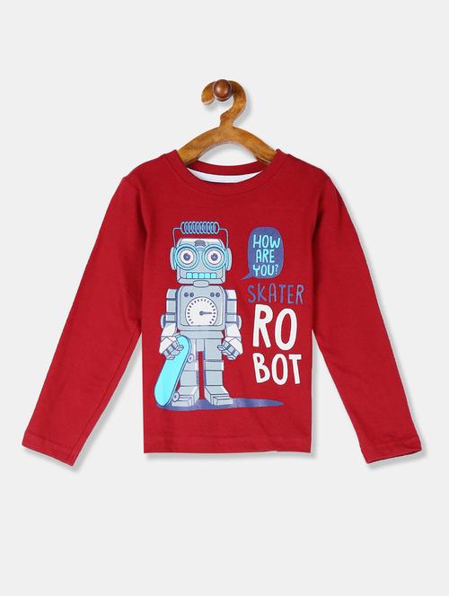 maroon cotton blend t-shirt - 20549138 - Very Small Image - 1