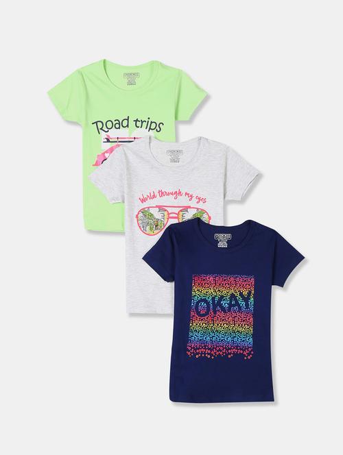 pack of 3 - multi colored cotton regular tees - 20549776 - Very Small Image - 1
