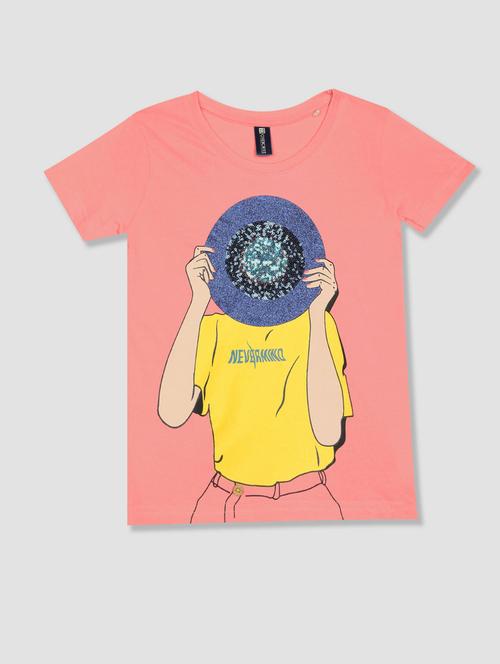 girls round neck graphic regular t-shirt - 20549833 - Very Small Image - 1