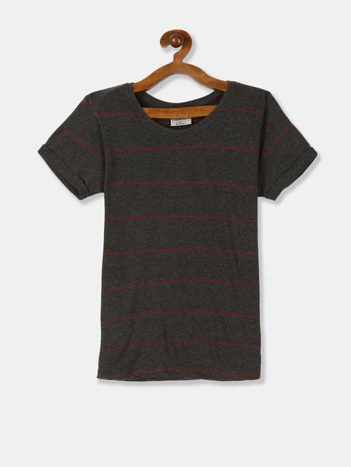girls round neck stripes regular t-shirt - 20549838 - Very Small Image - 1