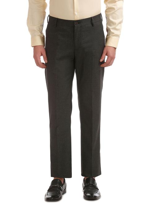 men charcoal grey flat front formal trouser - 20550388 - Very Small Image - 1