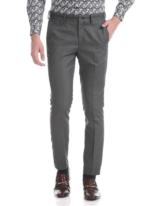 men grey flat front formal trouser - 20550393 - Very Small Image - 1
