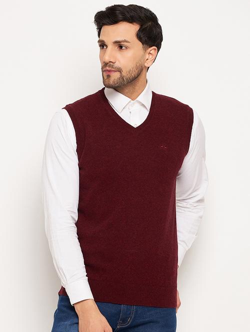 men solid maroon sweater vest - 20551584 - Very Small Image - 1