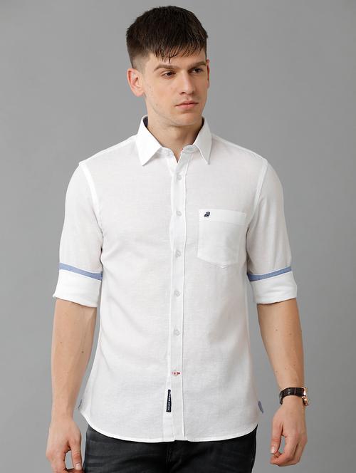men white cotton linen casual shirt - 20553286 - Very Small Image - 1