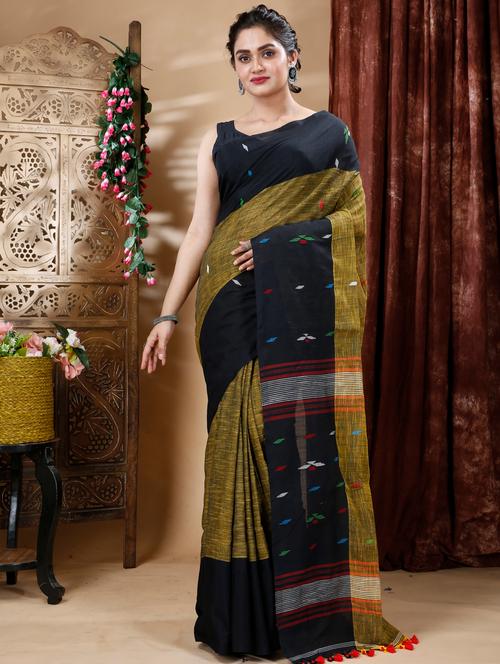 mustard cotton tant saree - 20554939 - Very Small Image - 1