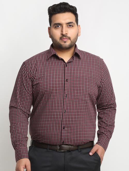 maroon checks cotton casual shirt - 20555467 - Very Small Image - 1