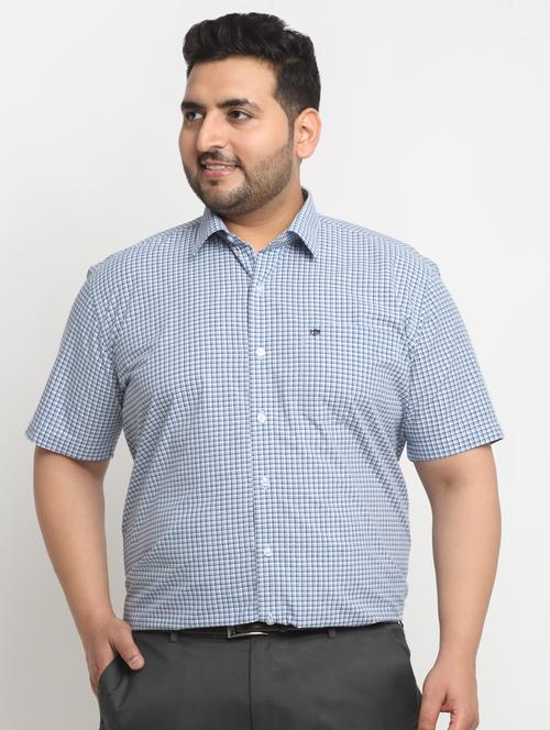 men blue check printed casual shirt - 20555473 - Very Small Image - 1