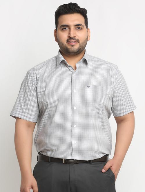 men grey check printed casual shirt - 20555474 - Very Small Image - 1