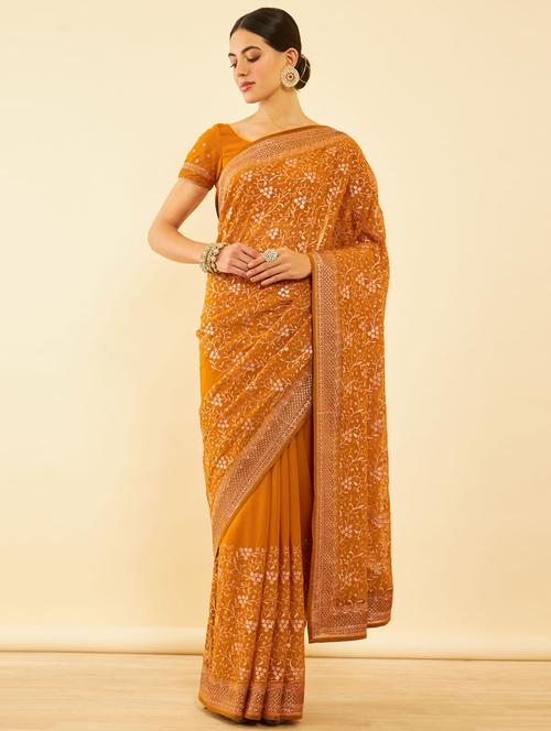 women mustard embroidered saree - 20560739 - Very Small Image - 1