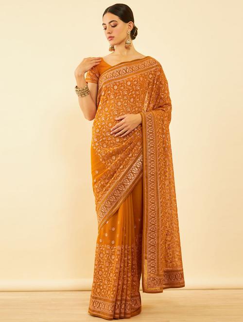 women mustard embroidered saree - 20560742 - Very Small Image - 1