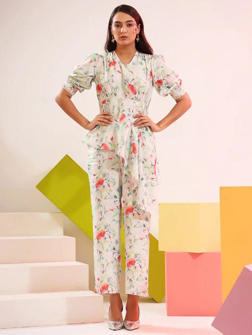 women white floral printed co-ord sets - 20561243 - Very Small Image - 1