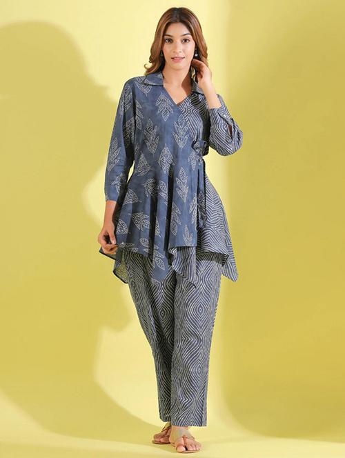 women blue printed co-ord sets - 20561248 - Very Small Image - 1